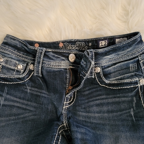 Miss Me Girls Size 12 Cuffed Capri jeans - Picture 8 of 11